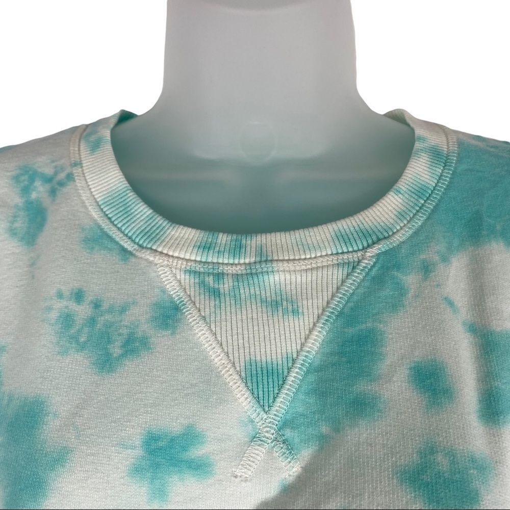 DKNY Jeans White & Aqua Tie Dye Sweatshirt Size M NWT